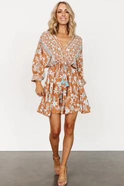 Baltic Born DRESSES|cover up|Adria Mini Dress | Camel + Blue