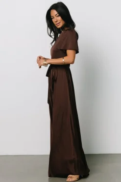 Baltic Born WEDDING SUITE|wedding guest|Agnes Satin Maxi Dress | Espresso
