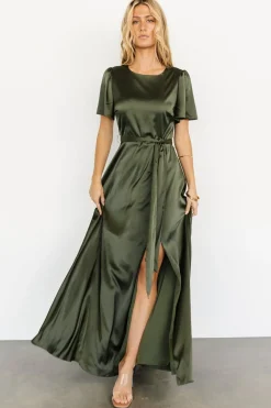 Baltic Born WEDDING SUITE|wedding guest|Agnes Satin Maxi Dress | Juniper Green