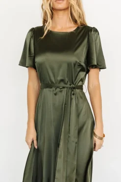 Baltic Born WEDDING SUITE|wedding guest|Agnes Satin Maxi Dress | Juniper Green