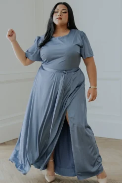 Baltic Born WEDDING SUITE|wedding guest|Agnes Satin Maxi Dress | Whisper Blue