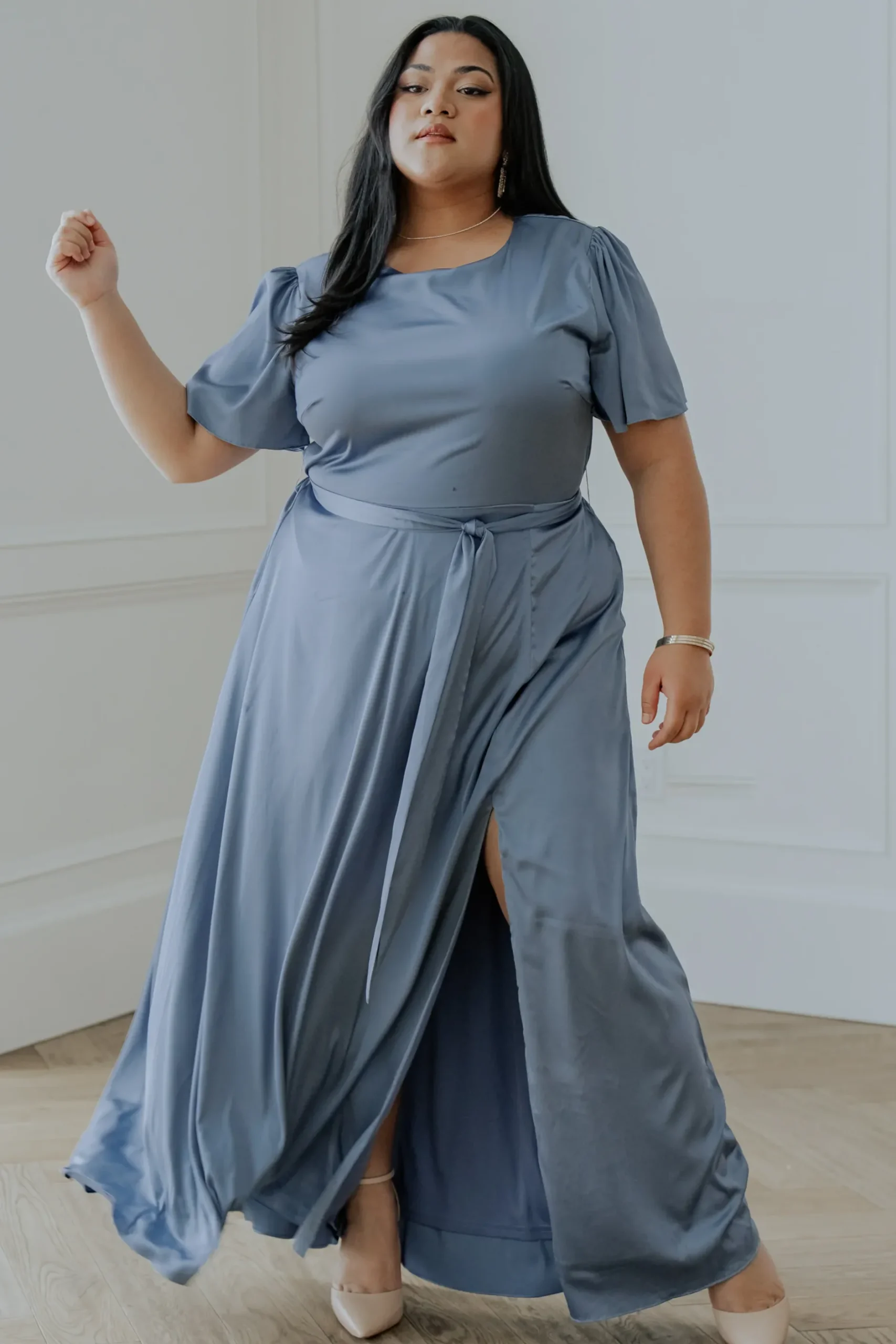 Baltic Born WEDDING SUITE|wedding guest|Agnes Satin Maxi Dress | Whisper Blue