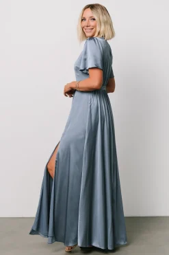 Baltic Born WEDDING SUITE|wedding guest|Agnes Satin Maxi Dress | Whisper Blue