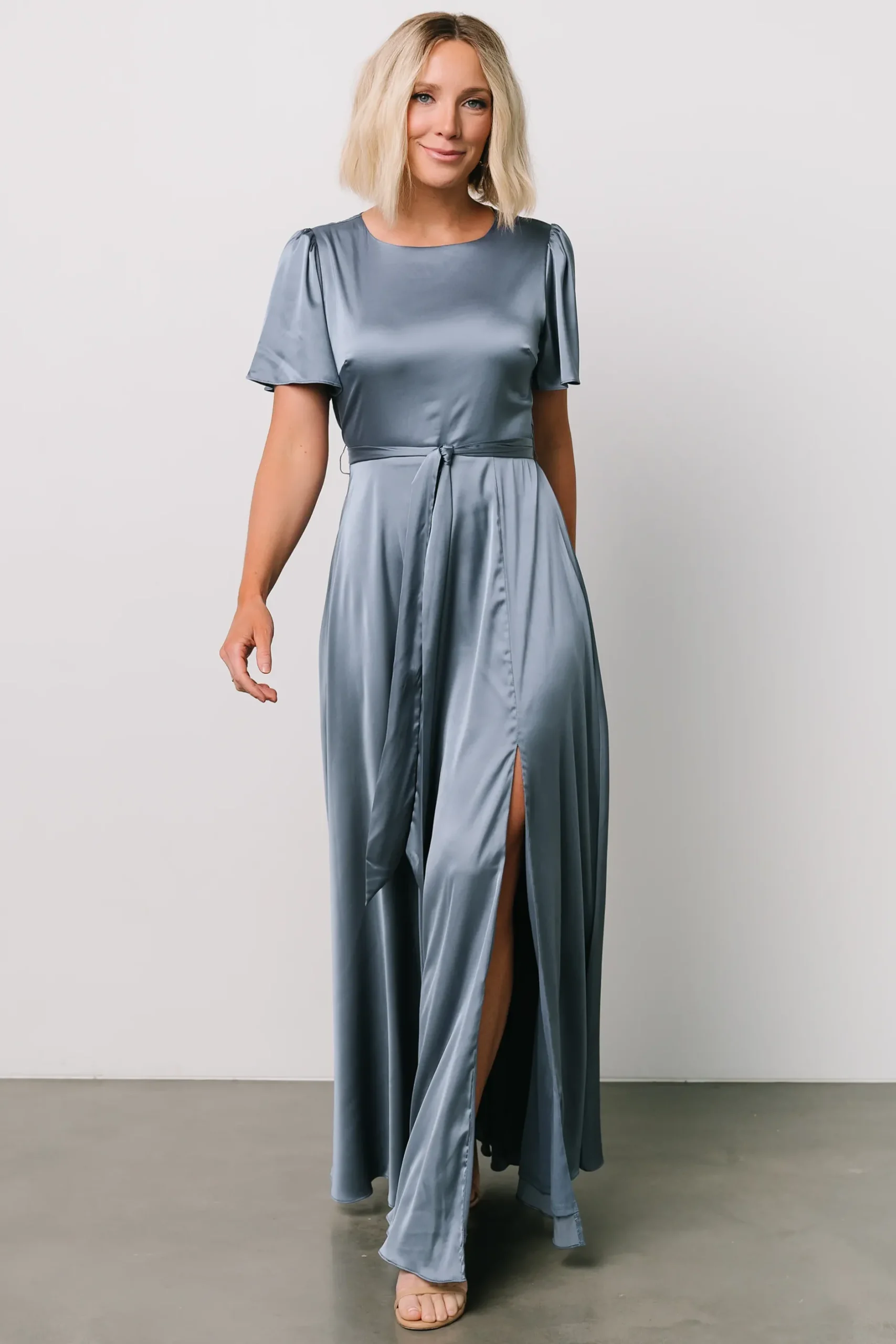 Baltic Born WEDDING SUITE|wedding guest|Agnes Satin Maxi Dress | Whisper Blue