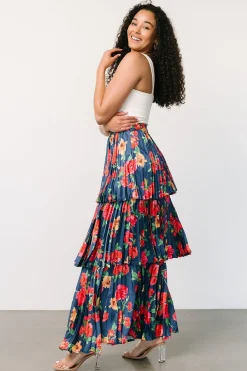 Baltic Born skirts|Alaina Tiered Maxi Skirt | Navy Floral