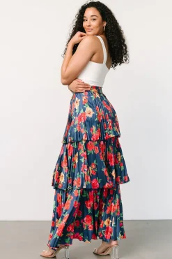 Baltic Born skirts|Alaina Tiered Maxi Skirt | Navy Floral