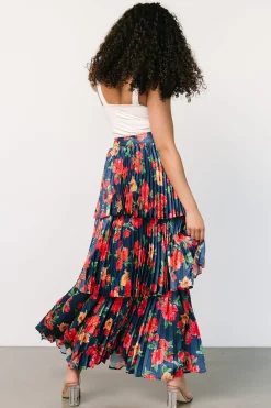 Baltic Born skirts|Alaina Tiered Maxi Skirt | Navy Floral