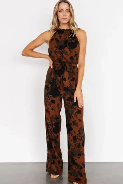 Baltic Born JUMPSUITS + ROMPERS|Alameda Halter Jumpsuit | Espresso Print