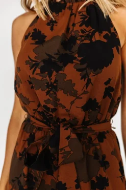 Baltic Born JUMPSUITS + ROMPERS|Alameda Halter Jumpsuit | Espresso Print