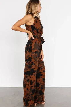 Baltic Born JUMPSUITS + ROMPERS|Alameda Halter Jumpsuit | Espresso Print