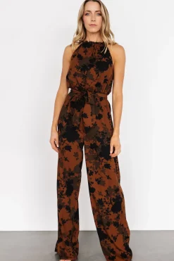 Baltic Born JUMPSUITS + ROMPERS|Alameda Halter Jumpsuit | Espresso Print