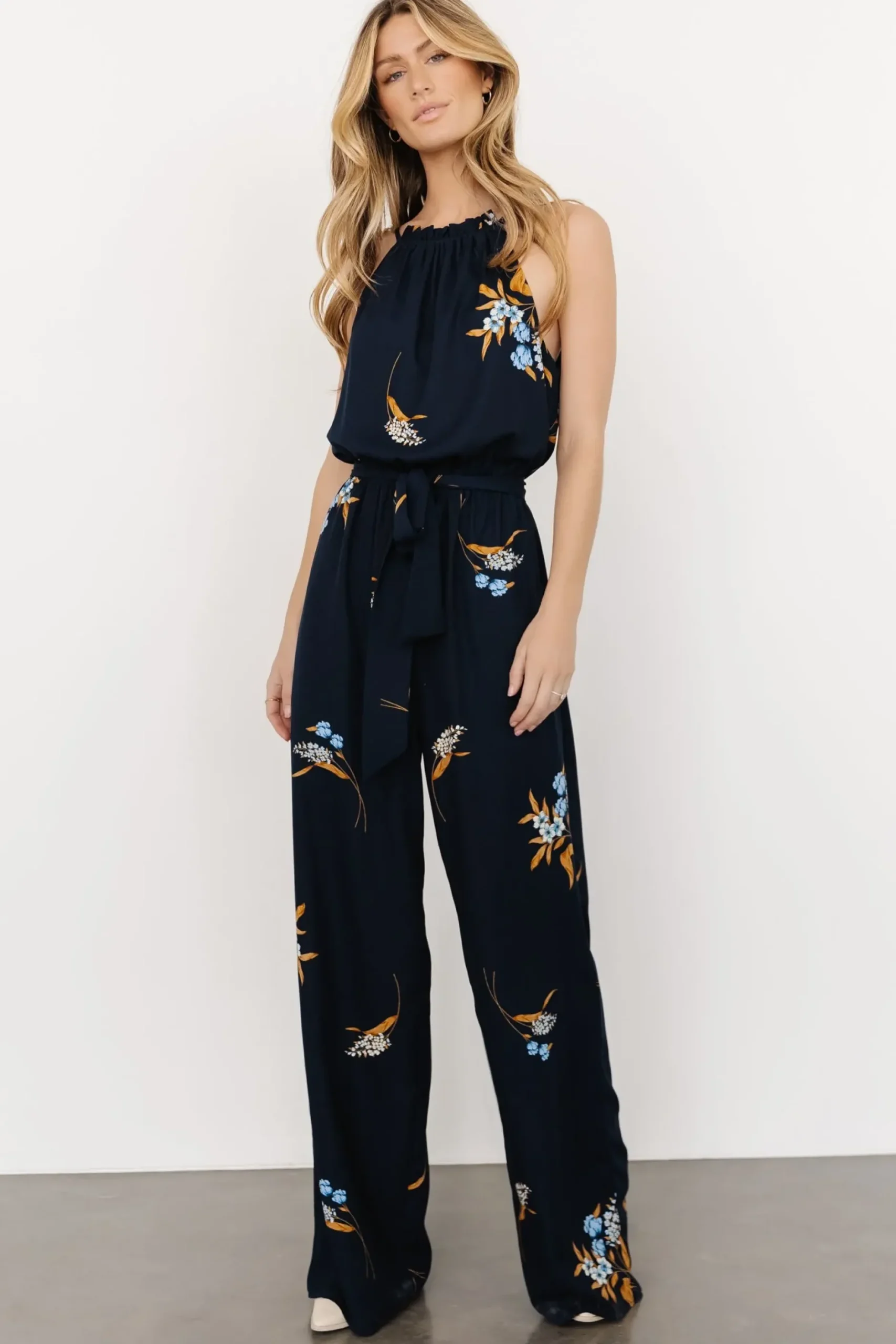 Baltic Born JUMPSUITS + ROMPERS|Alameda Halter Jumpsuit | Navy Blue Floral