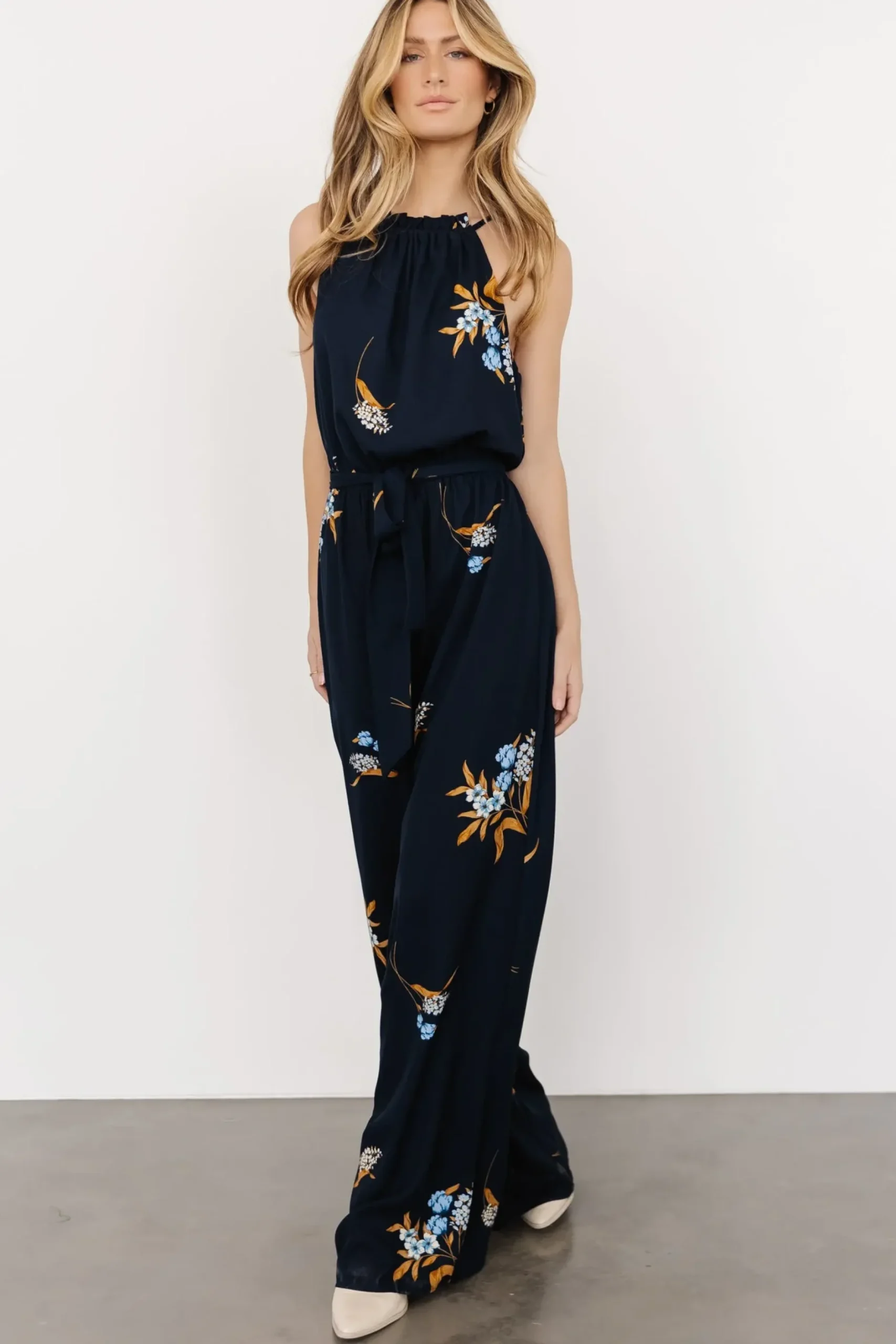 Baltic Born JUMPSUITS + ROMPERS|Alameda Halter Jumpsuit | Navy Blue Floral