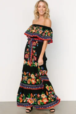 Baltic Born DRESSES|maxi dresses|Alejandra Maxi Dress | Black Multi Floral