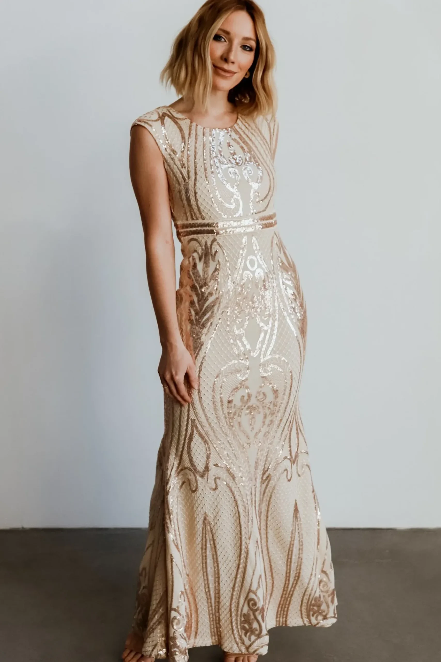Baltic Born embellished + sequined|Alessia Sequin Gown | Champagne