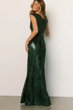 Baltic Born embellished + sequined|Alessia Sequin Gown | Green