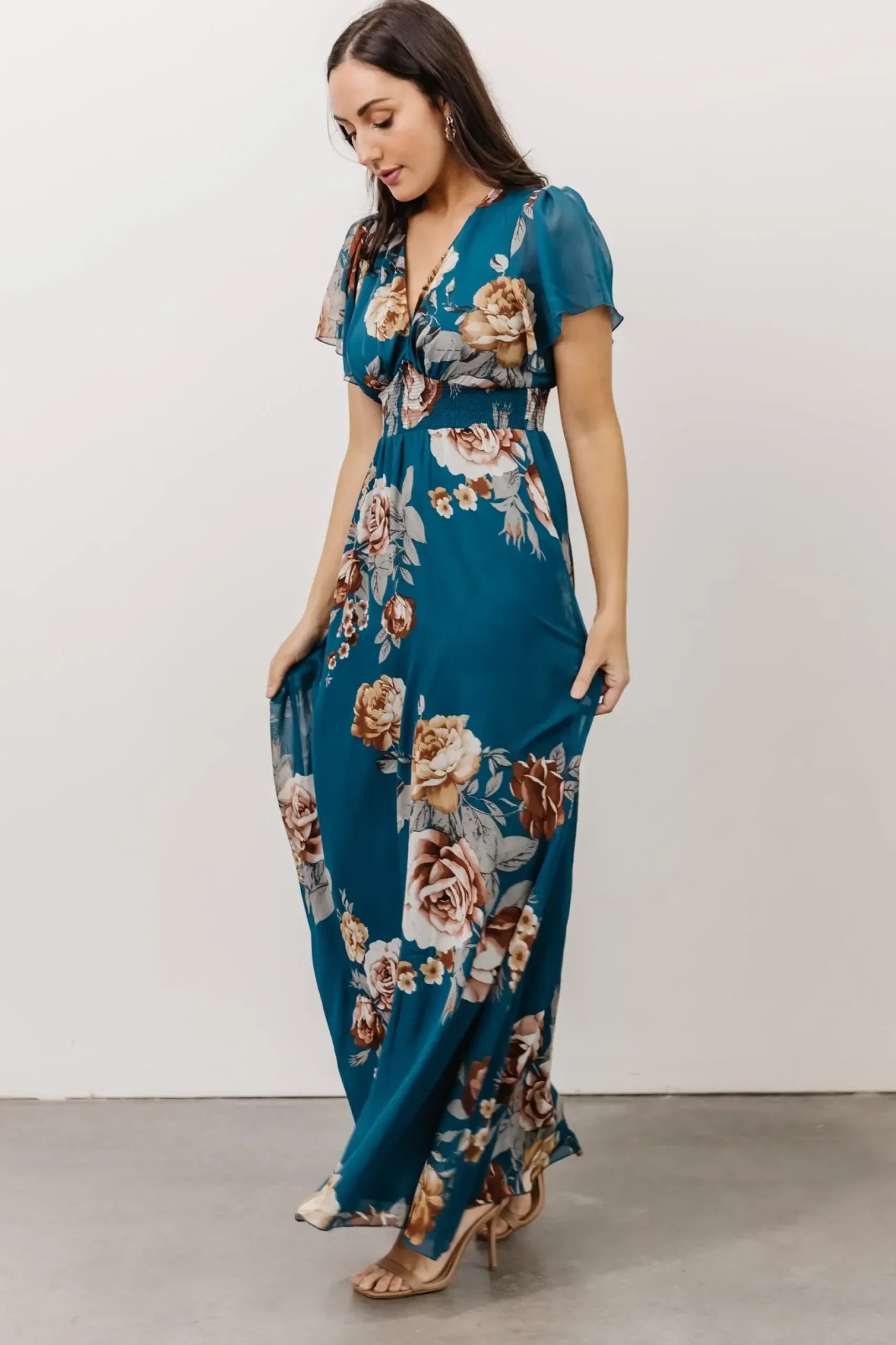 Baltic Born SALE|Alexandria Smocked Maxi Dress | Blue Floral