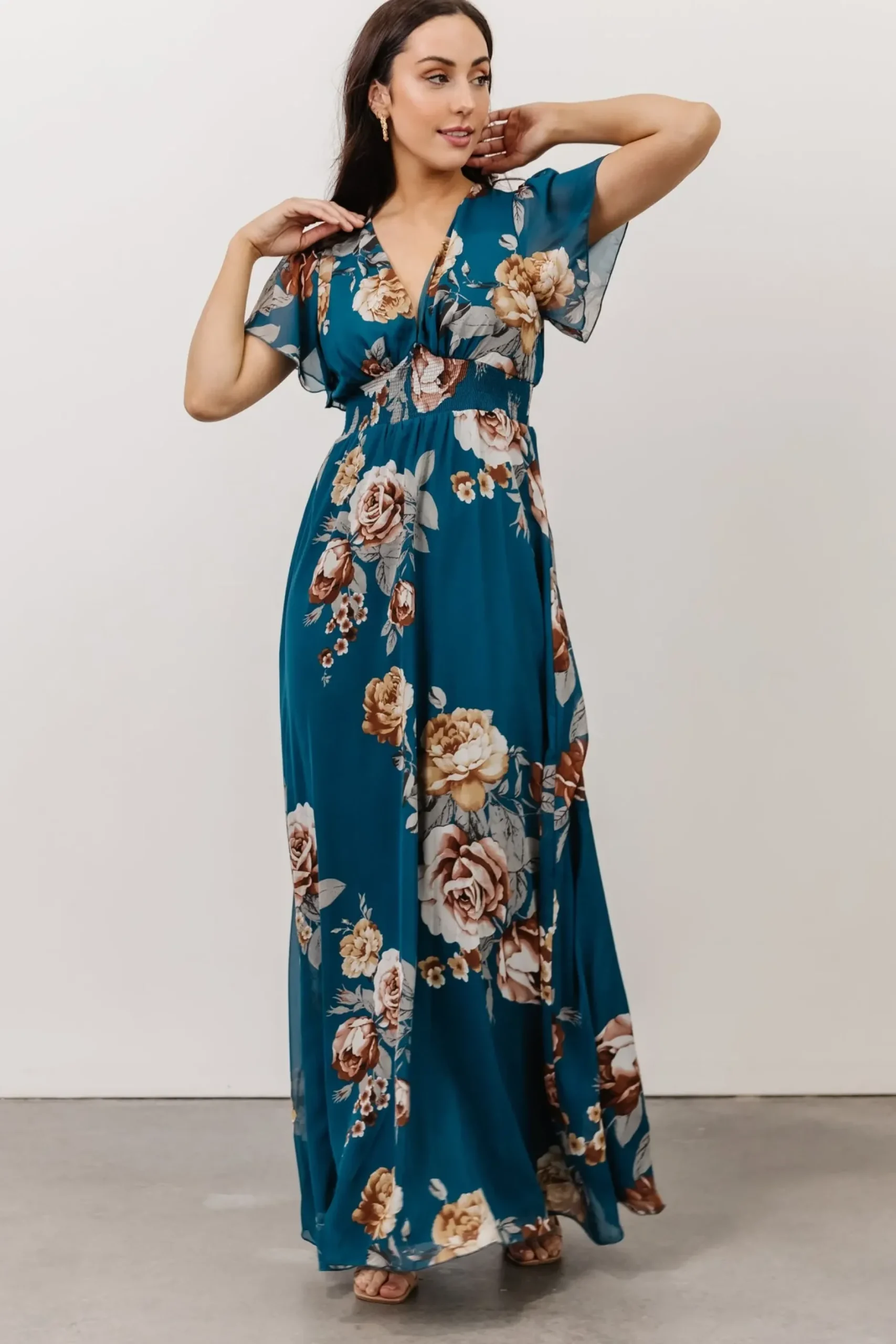 Baltic Born SALE|Alexandria Smocked Maxi Dress | Blue Floral