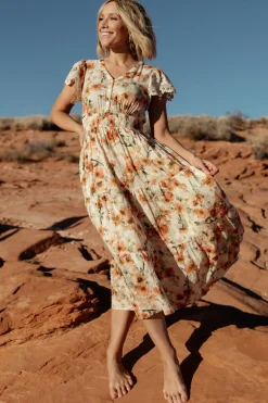 Baltic Born midi dresses|EXTENDED SIZING|Aliyah Midi Dress | Coral Floral
