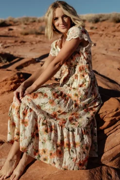 Baltic Born midi dresses|EXTENDED SIZING|Aliyah Midi Dress | Coral Floral