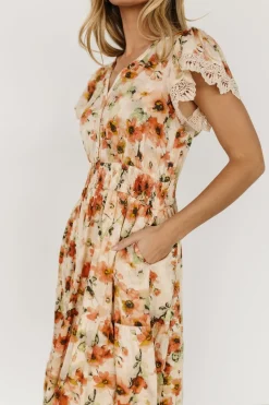 Baltic Born midi dresses|EXTENDED SIZING|Aliyah Midi Dress | Coral Floral