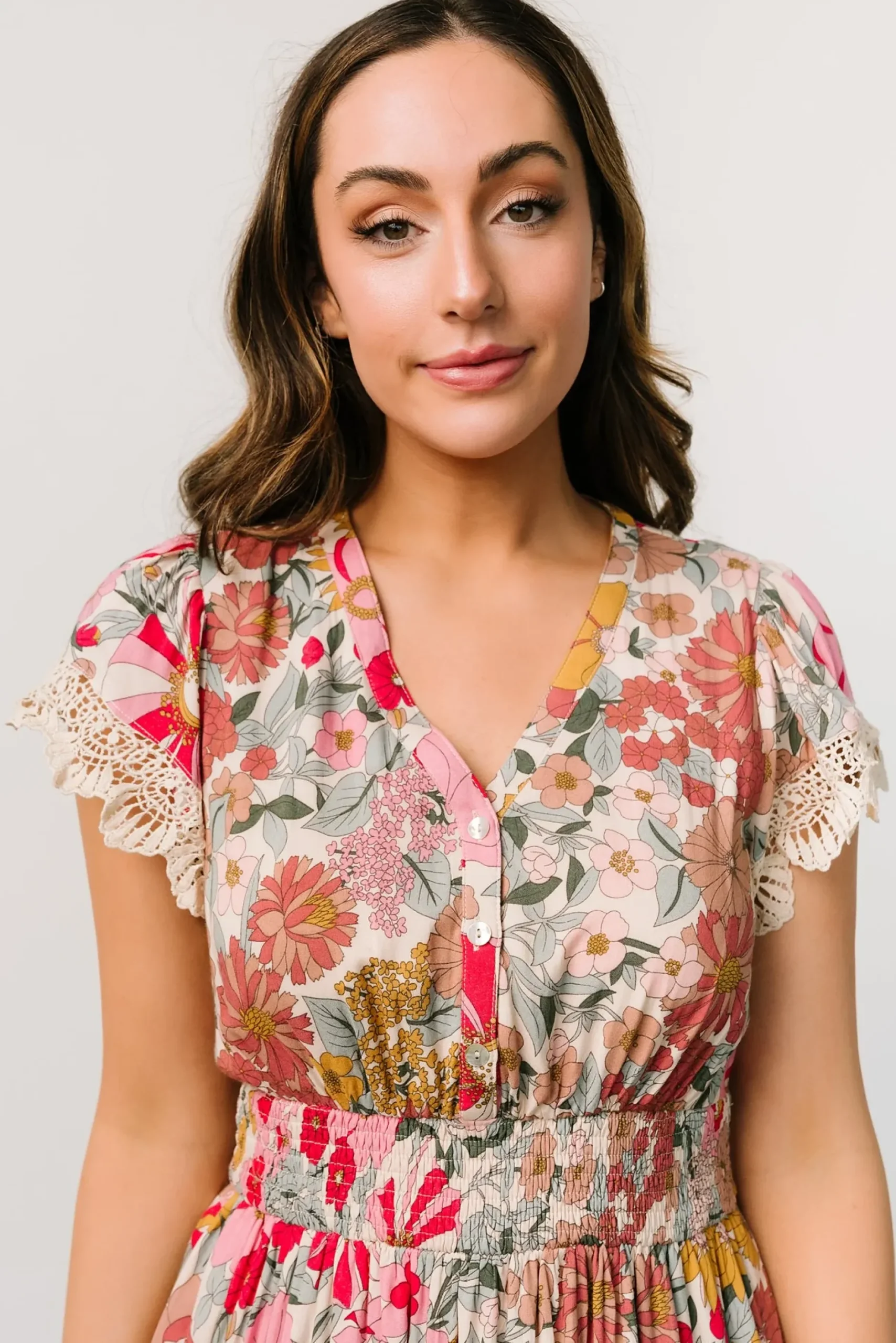 Baltic Born midi dresses|EXTENDED SIZING|Aliyah Midi Dress | Cream Multi Floral