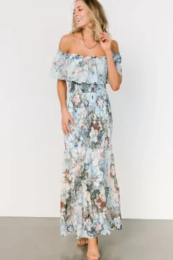 Baltic Born SALE|Amalfi Smocked Maxi Dress | Blue Floral