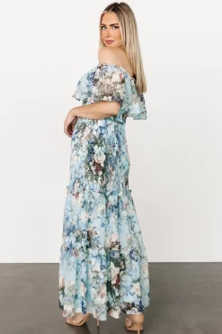 Baltic Born SALE|Amalfi Smocked Maxi Dress | Blue Floral