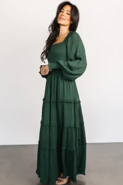 Baltic Born maxi dresses|EXTENDED SIZING|Amanda Smocked Dotted Maxi Dress | Evergreen