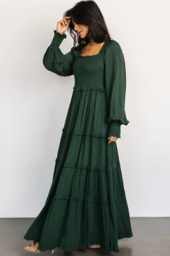 Baltic Born maxi dresses|EXTENDED SIZING|Amanda Smocked Dotted Maxi Dress | Evergreen