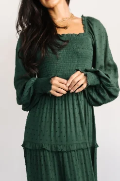 Baltic Born maxi dresses|EXTENDED SIZING|Amanda Smocked Dotted Maxi Dress | Evergreen