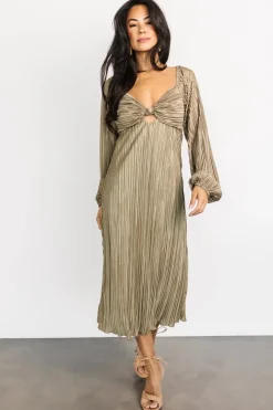 Baltic Born DRESSES|midi dresses|Amani Pleated Midi Dress | Olive