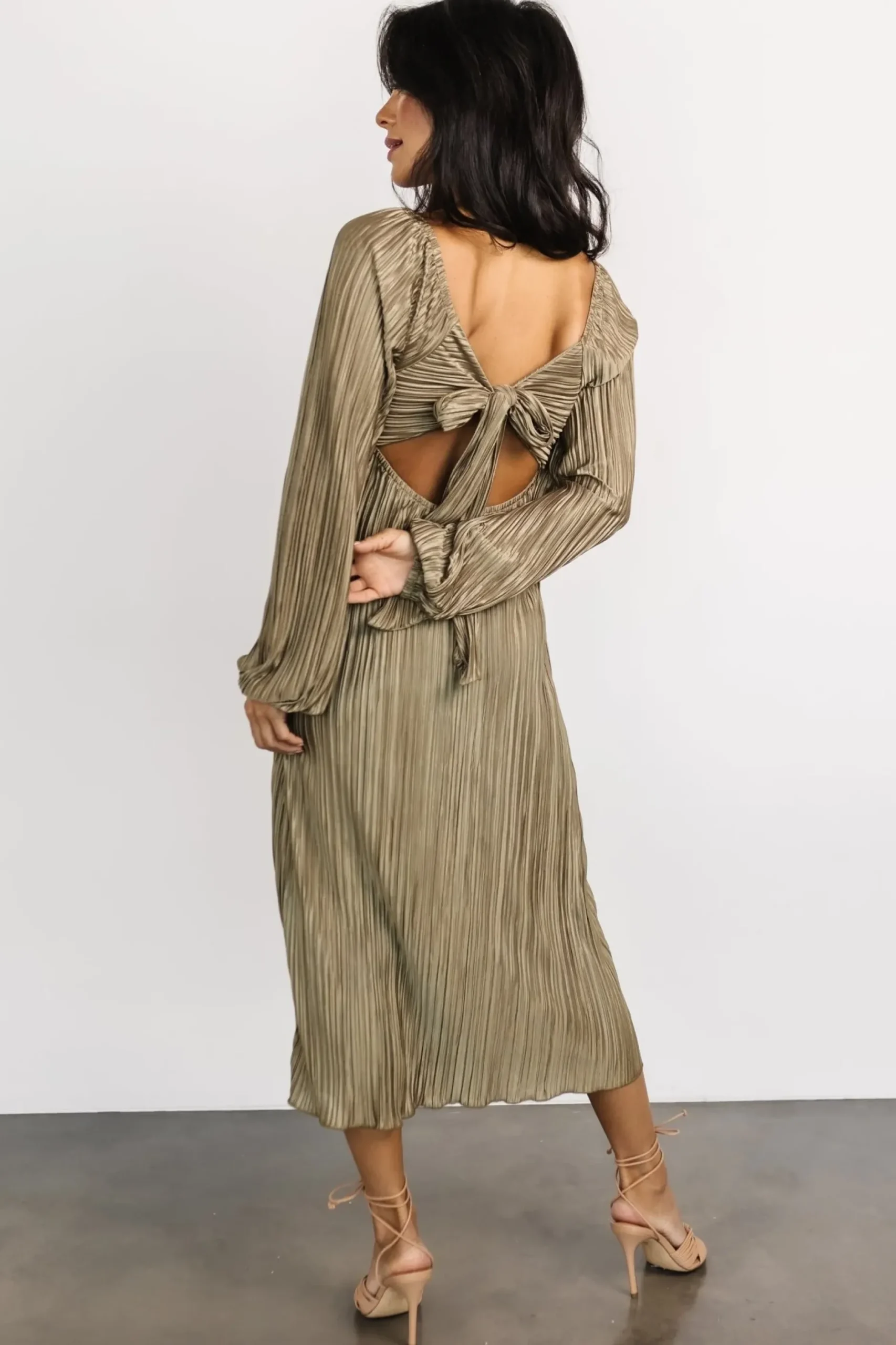 Baltic Born DRESSES|midi dresses|Amani Pleated Midi Dress | Olive