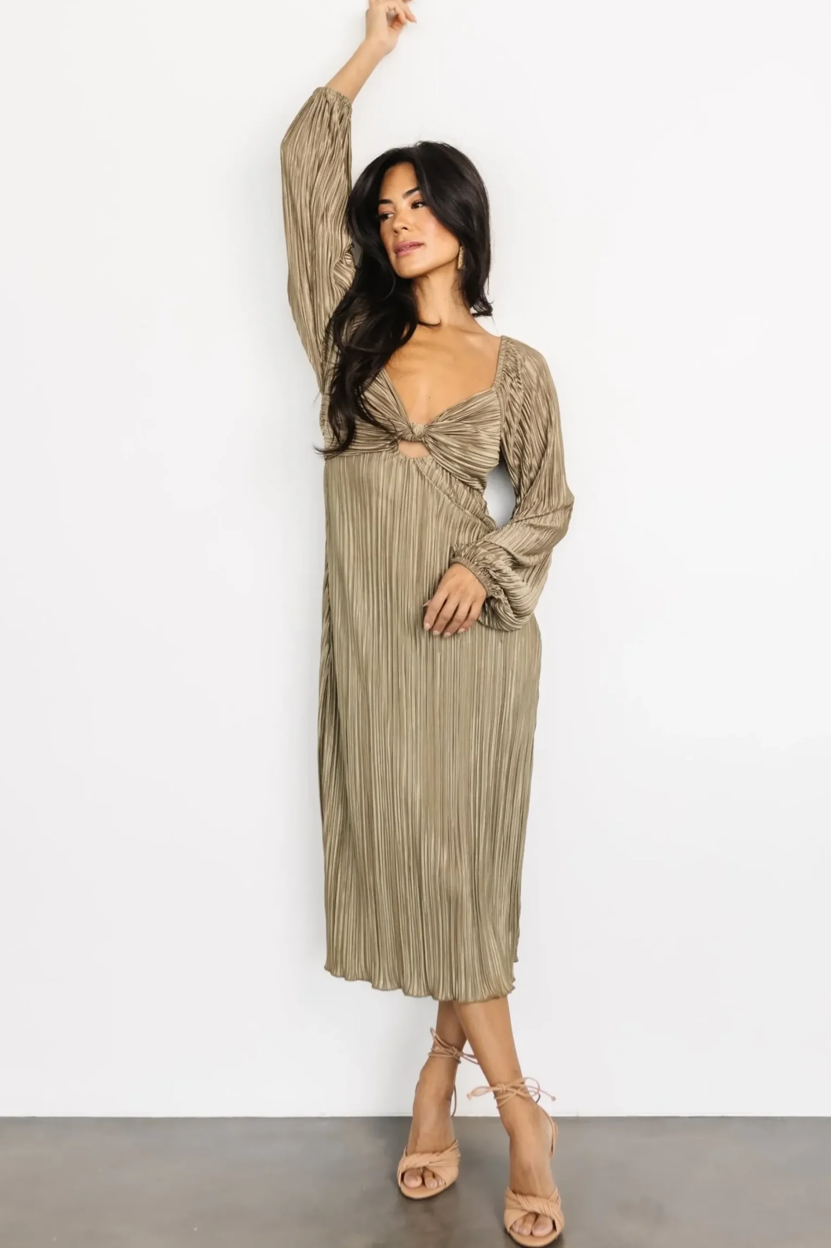 Baltic Born DRESSES|midi dresses|Amani Pleated Midi Dress | Olive