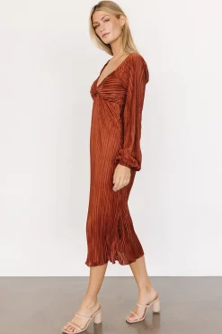 Baltic Born DRESSES|midi dresses|Amani Pleated Midi Dress | Cinnamon