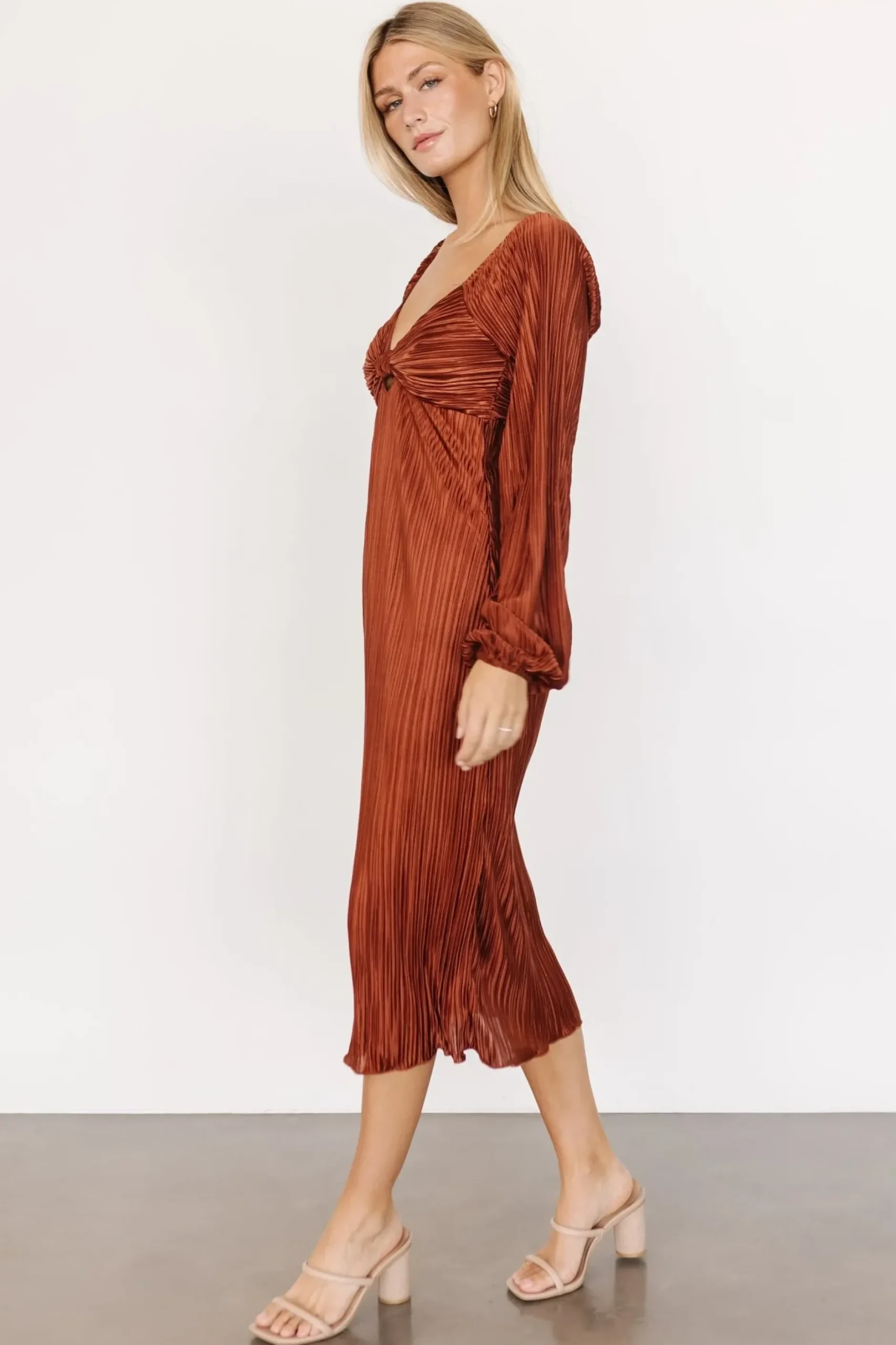 Baltic Born DRESSES|midi dresses|Amani Pleated Midi Dress | Cinnamon
