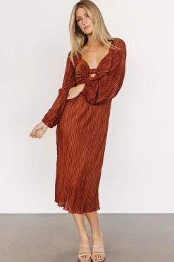 Baltic Born DRESSES|midi dresses|Amani Pleated Midi Dress | Cinnamon