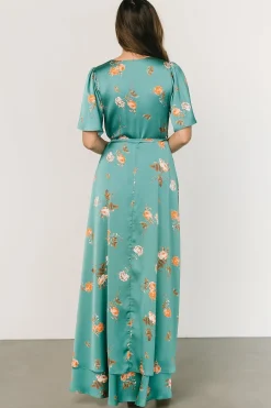 Baltic Born SALE|Amara Wrap Dress | Green + Coral Floral