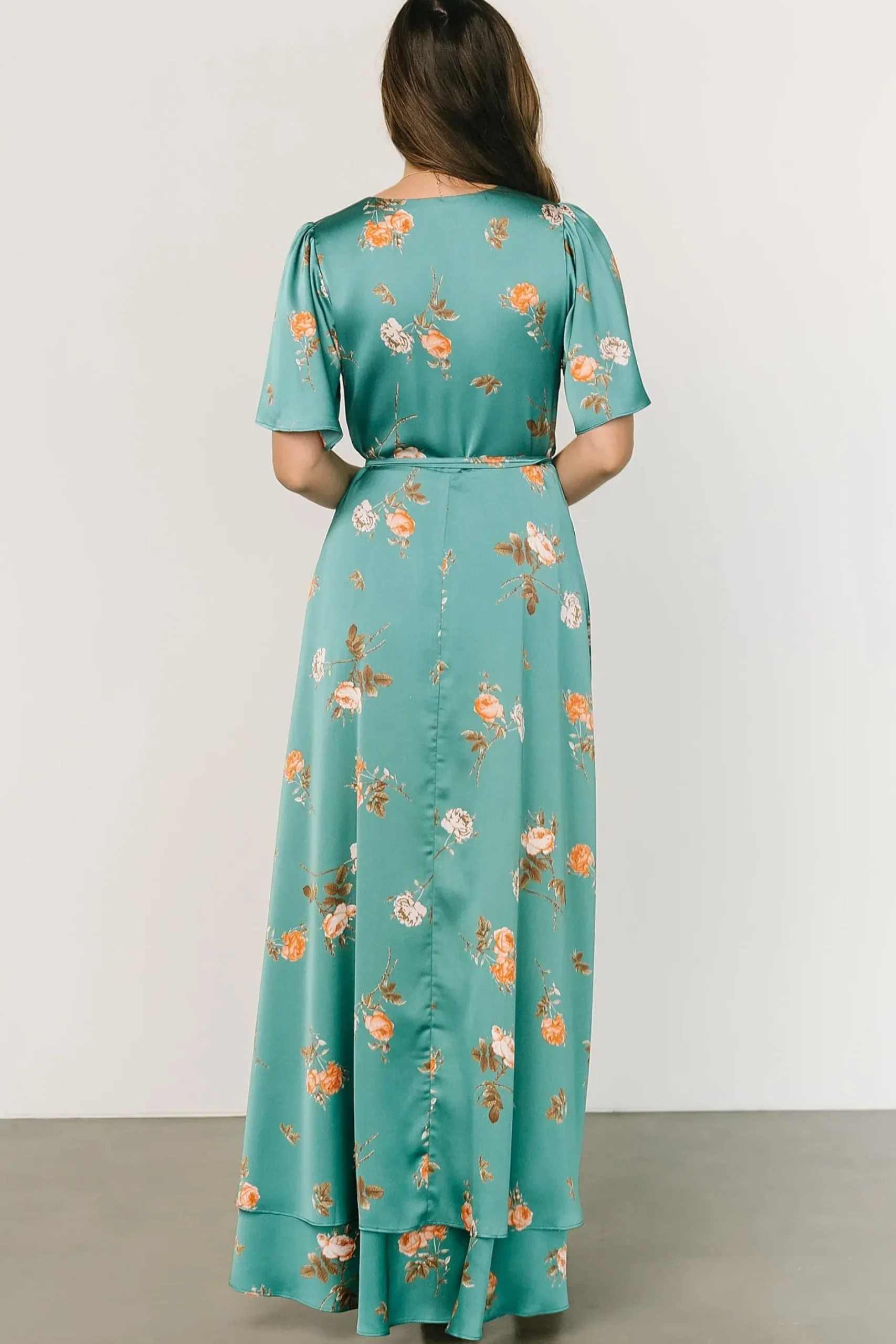Baltic Born SALE|Amara Wrap Dress | Green + Coral Floral