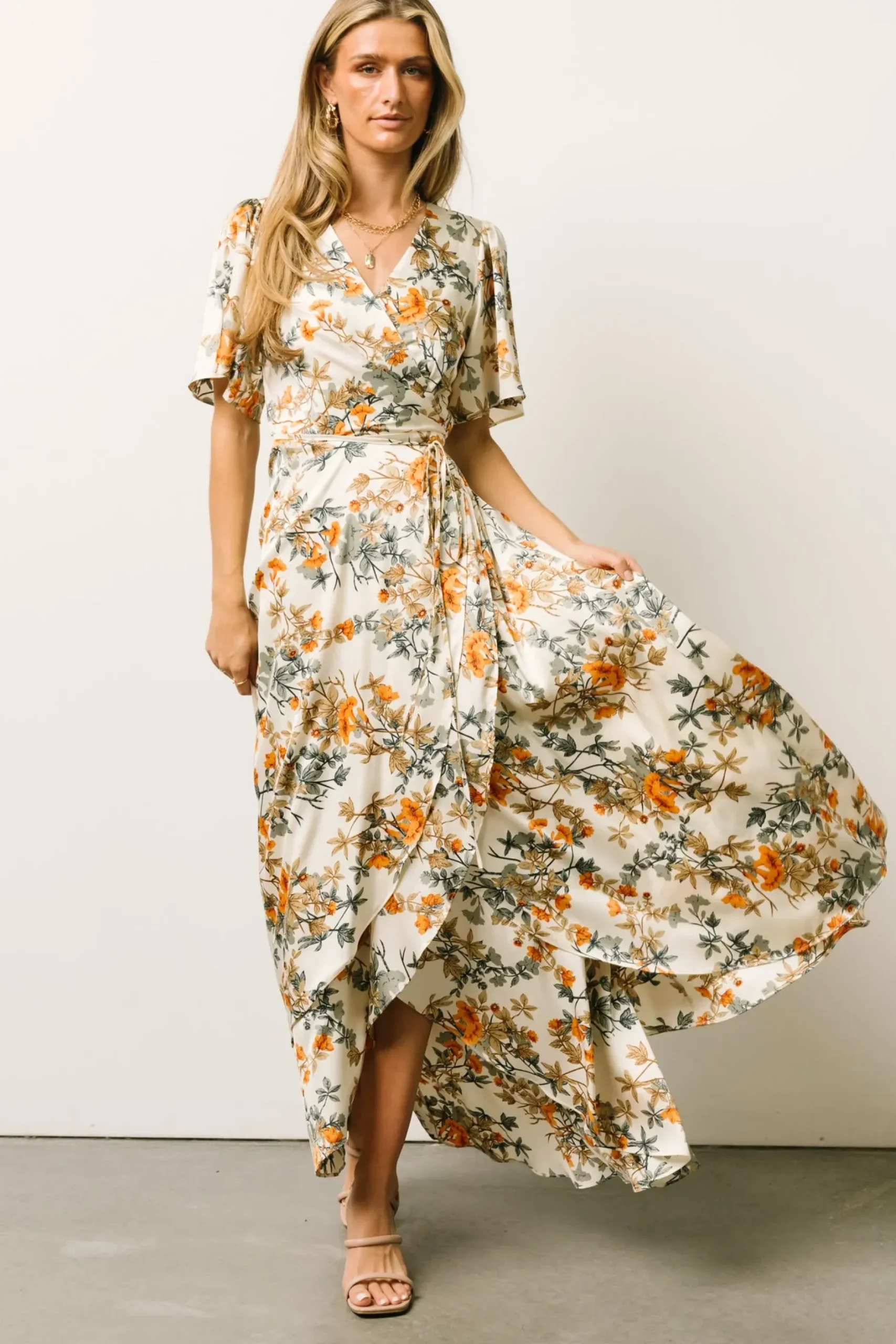 Baltic Born SALE|Amara Wrap Dress | Ivory Multi Floral