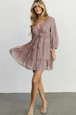 Baltic Born cover up|Amelia Boho Mini Dress | Dusty Lavender