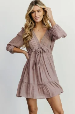 Baltic Born cover up|Amelia Boho Mini Dress | Dusty Lavender