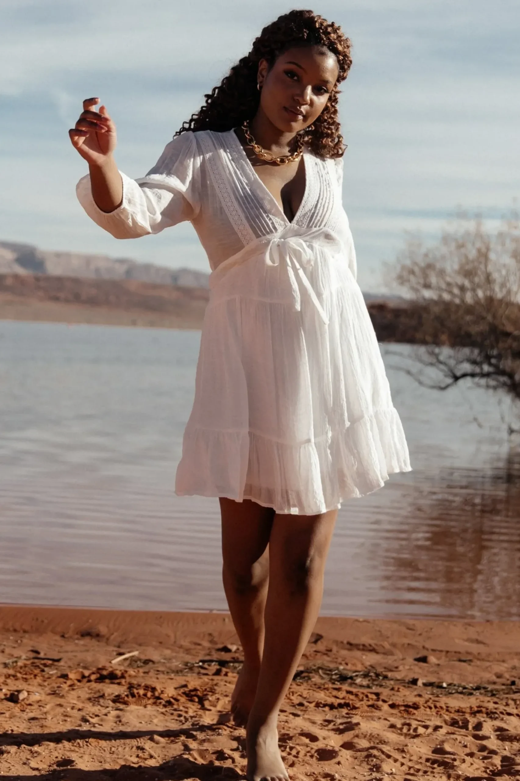 Baltic Born short dresses|Amelia Boho Mini Dress | Off White