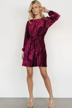 Baltic Born short dresses|Anastasia Velvet Short Dress | Wine Berry