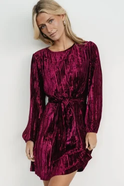 Baltic Born short dresses|Anastasia Velvet Short Dress | Wine Berry