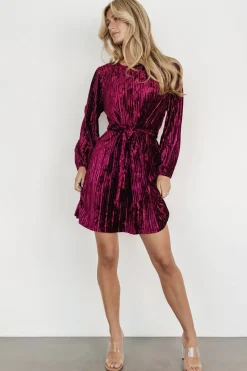 Baltic Born short dresses|Anastasia Velvet Short Dress | Wine Berry