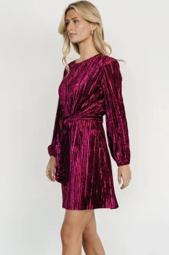 Baltic Born short dresses|Anastasia Velvet Short Dress | Wine Berry