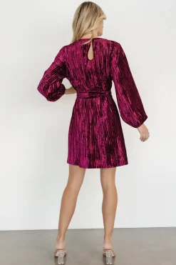 Baltic Born short dresses|Anastasia Velvet Short Dress | Wine Berry