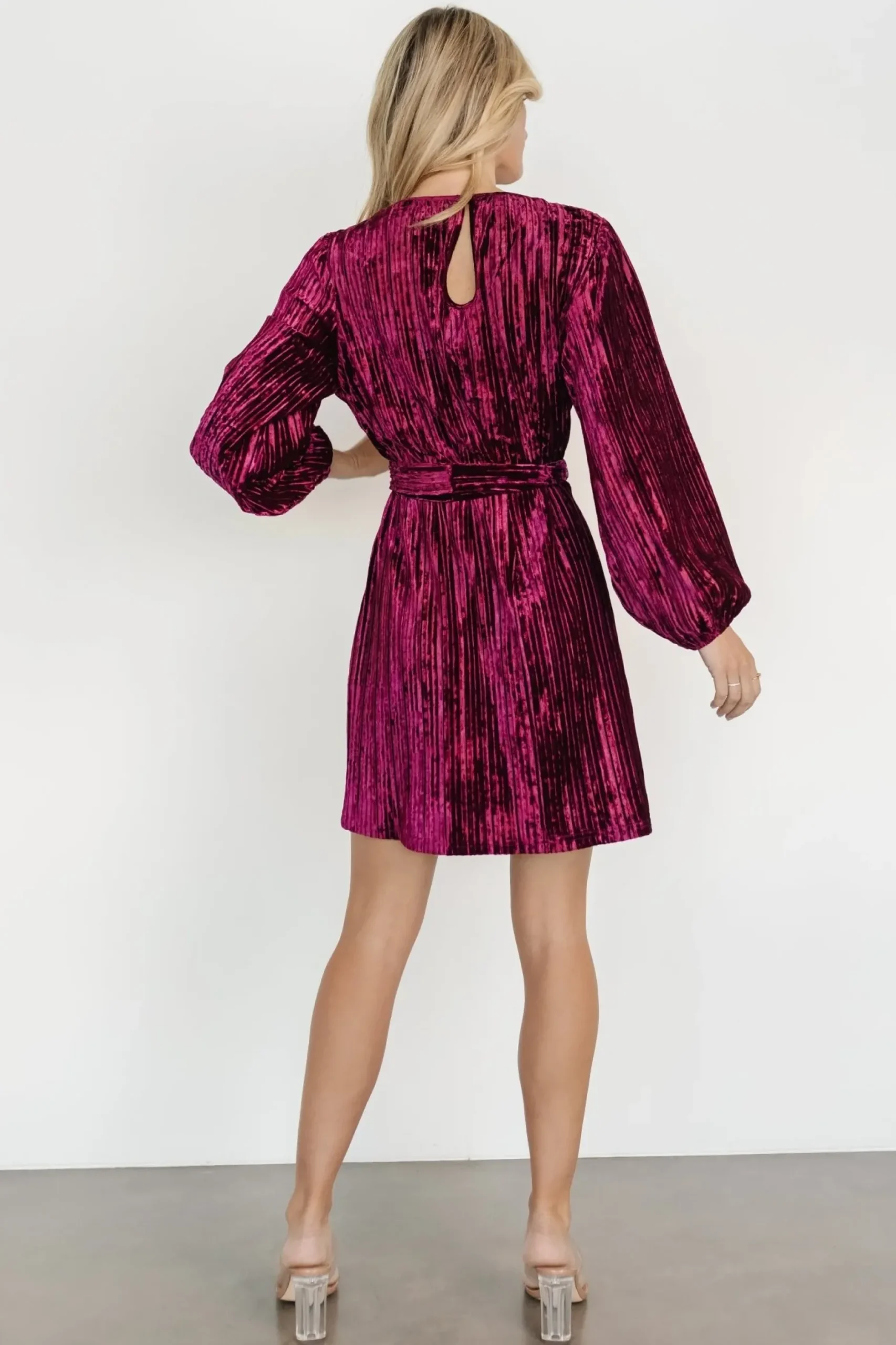 Baltic Born short dresses|Anastasia Velvet Short Dress | Wine Berry
