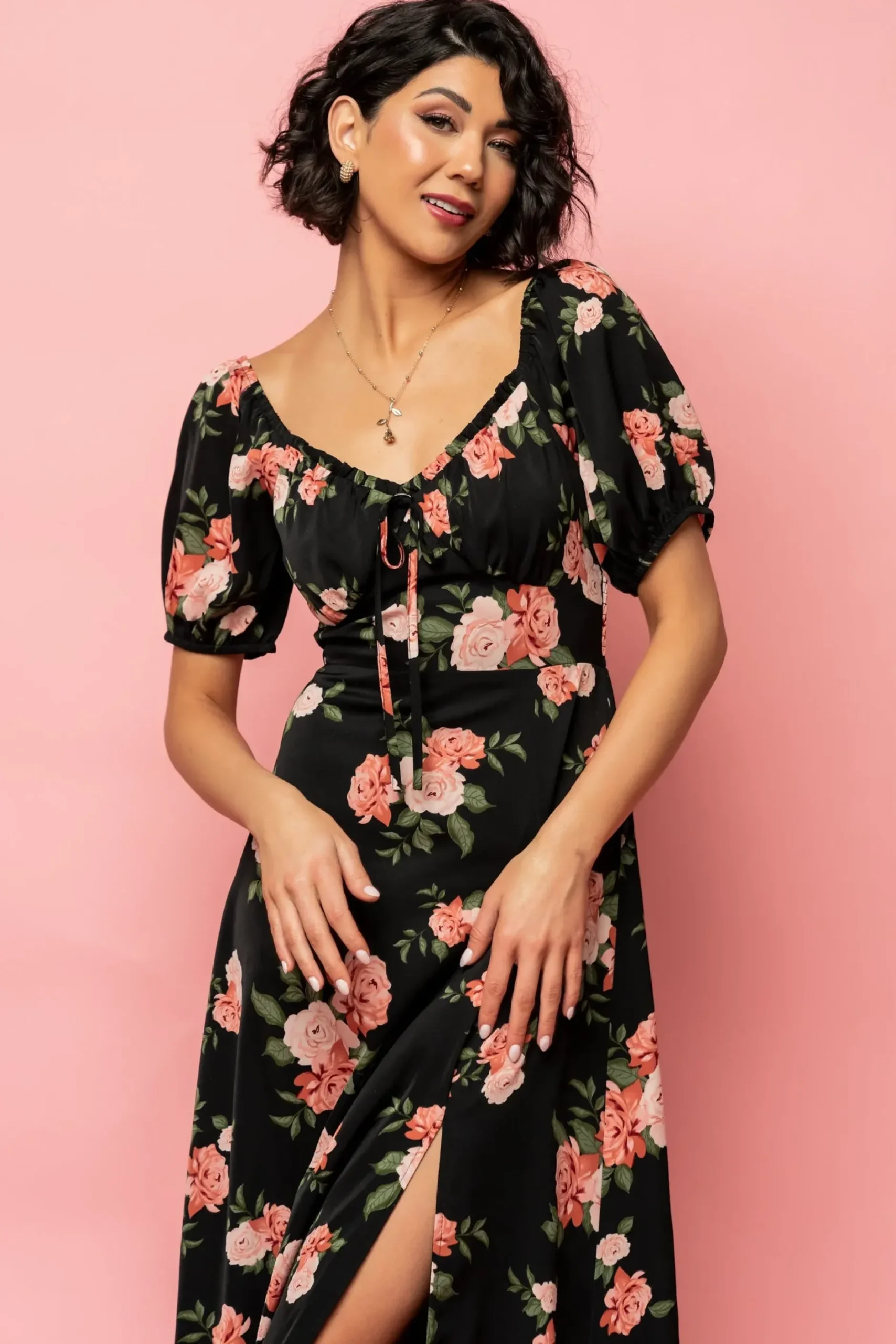 Baltic Born WINTER ESSENTIALS|SALE|Angela Maxi Dress | Black Rose Floral